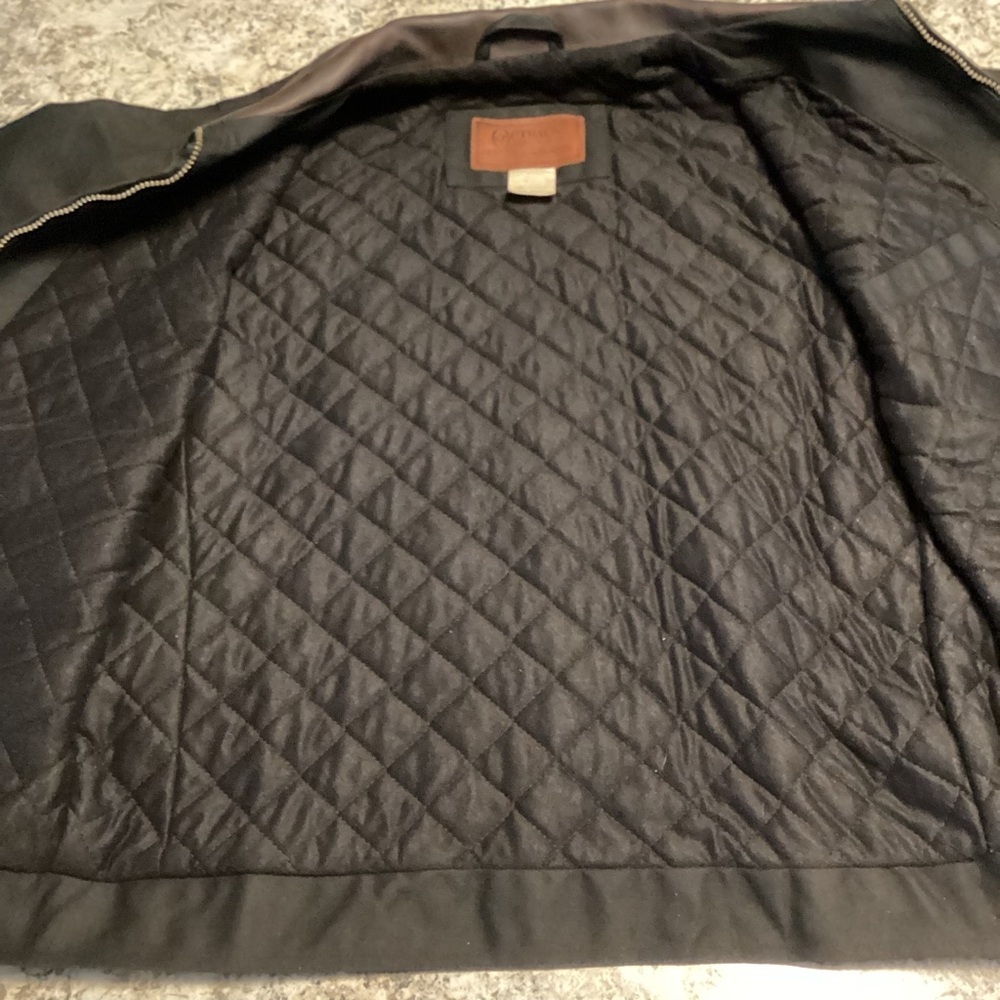 Men's Black Outback work Jacket with Brown Collar - Picture 9 of 11